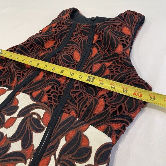 Ann Taylor Orange, Black & White Lace & Brocade Sleeveless Dress SZ 6P - Picture 5 of 10